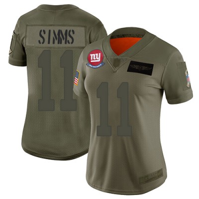 Nike New York Giants #11 Phil Simms Camo Women's Stitched NFL Limited 2019 Salute to Service Jersey